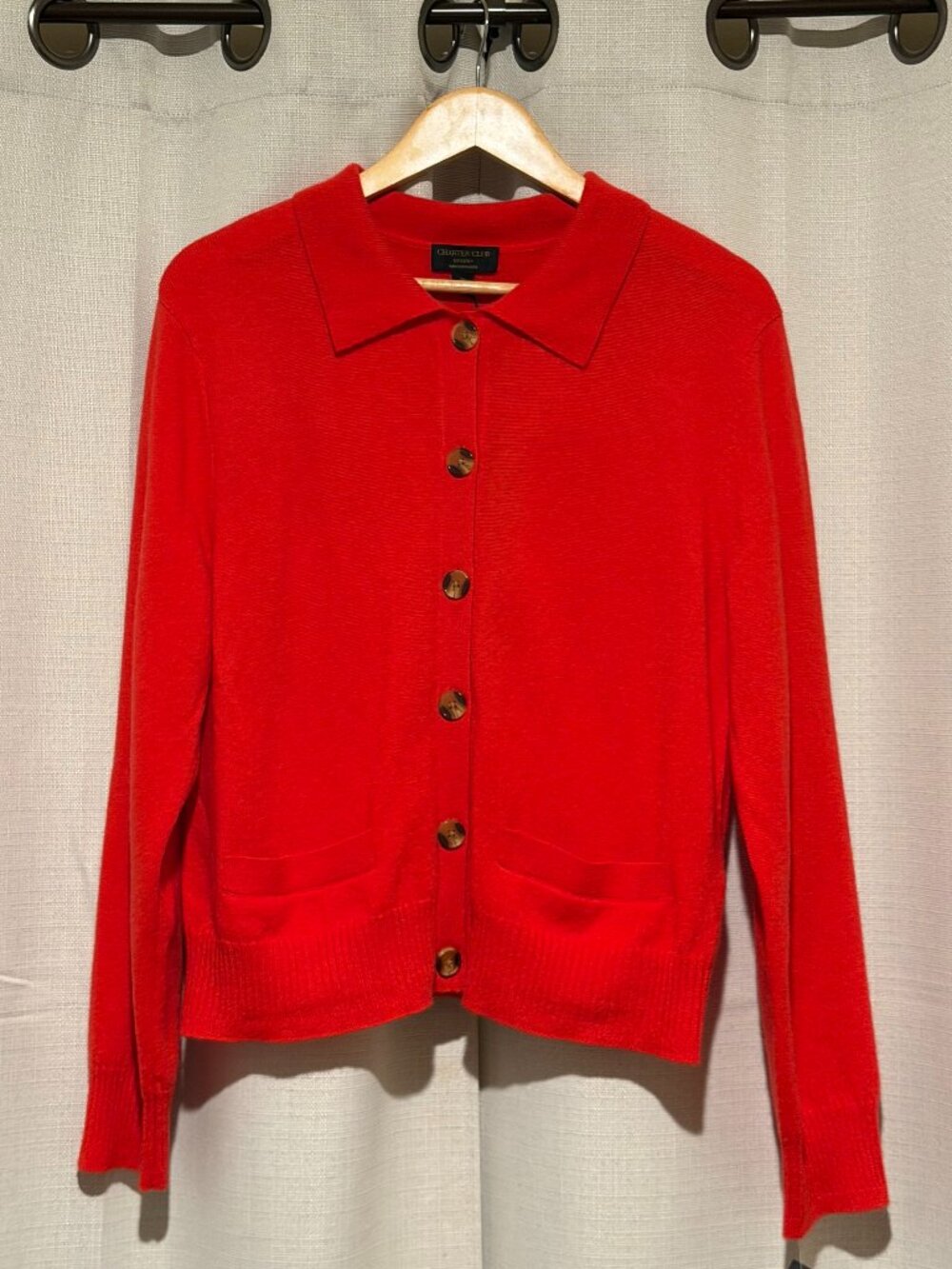 NWT Charter Club Cashmere Collared Button Down Cardigan XL Red  Description Elev - Picture 2 of 6